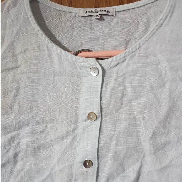 Vntg 90s Linen Pajama Set XS Subtle Tones USA Minimalist Loungewear Cottagecore - Picture 4 of 14